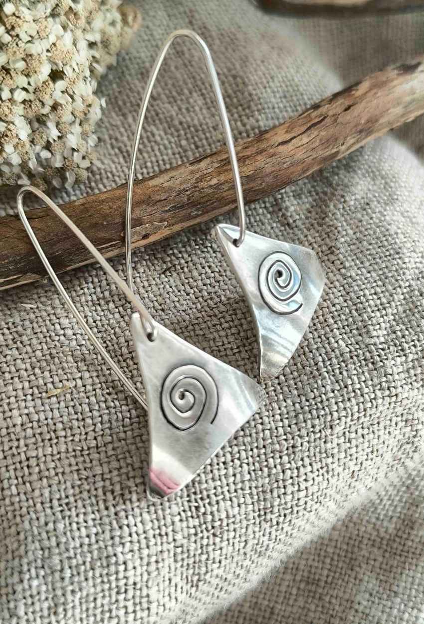 Boucles d'oreilles spirales en argent