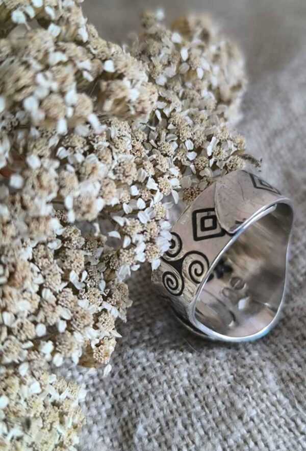 Bague triskel argent et céramique artisanale