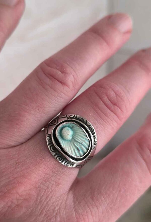 Bague triskel argent et céramique artisanale