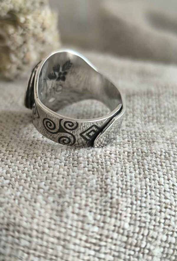 Bague triskel argent et céramique artisanale
