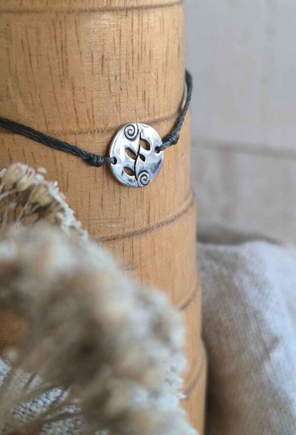 Bracelet spirale en argent 4 feuilles
