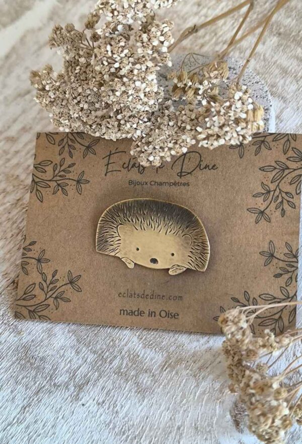 Broche (pin's) hérisson rigolo en laiton